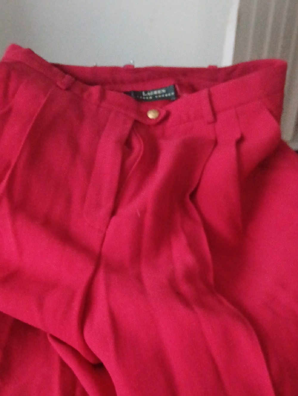 Polo by Ralph Lauren Red High-Waist Pleated Trousers